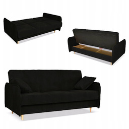 Kanapa sofa Alvo rozkładana wersalka funkcja spania pojemnik Family czarna