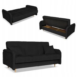 Kanapa sofa Merivo rozkładana wersalka f spania pojemnik Family czarna