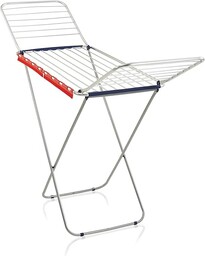 Leifheit Suszarka stojąca Classic Siena 200 Easy aluminium, wytrzymała suszarka na pranie do wewnątrz i na zewnątrz, suszarka skrzydłowa o długości 20 m na 2 ładowania, suszarka z akcesoriami