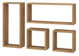 Zestaw czterech półek dębowych wiszących CUBE P4 70x110 cm LOFT