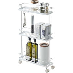 Yamazaki 7151 TOWER Slim kuchenny wózek do przechowywania, biały, stalowy, minimalistyczny, 38 x 12 x 66 cm