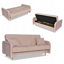 Kanapa sofa Merivo rozkładana wersalka f spania pojemnik Family różowa