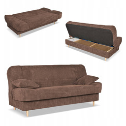 Kanapa sofa Belito rozkładana pojemnik f spania BONELL brązowa sztruks