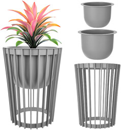 Kwietnik dwustronny Aytre 54 cm platynowy + 2 wkłady