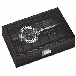 Szkatułka karbonowa kuferek na zegarki z grawerem dla niego na 40 urodziny