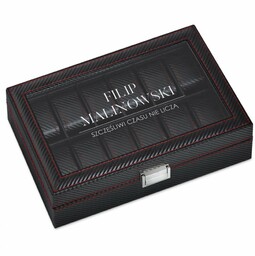 Szkatułka karbonowa kuferek na zegarki z grawerem dla niego