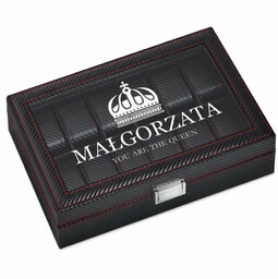 Szkatułka karbonowa kuferek na zegarki z grawerem dla niej na imieniny wieczór panieński