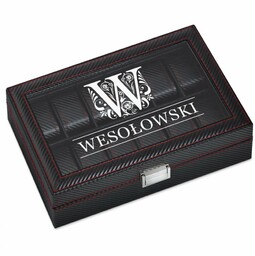 Szkatułka karbonowa kuferek na zegarki z grawerem dla niego