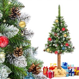 Choinka na Pniu 200cm Sztuczna Sosna Diamentowa z Szyszkami