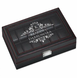 Szkatułka karbonowa kuferek na zegarki z grawerem dla niej na Dzień Kobiet