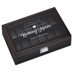 Szkatułka karbonowa kuferek na zegarki z grawerem dla niej na imieniny