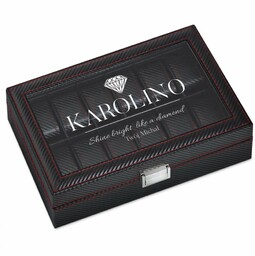 Szkatułka karbonowa kuferek na zegarki z grawerem dla dziewczyny żony na imieniny