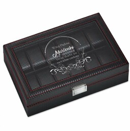 Szkatułka karbonowa kuferek na zegarki z grawerem dla niej na Dzień Kobiet imieniny