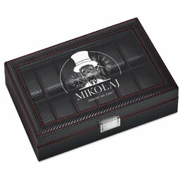 Szkatułka karbonowa kuferek na zegarki z grawerem dla niego