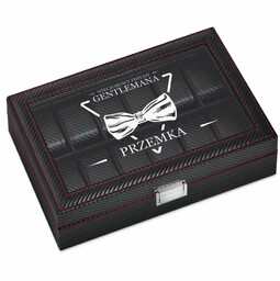 Szkatułka karbonowa kuferek na zegarki z grawerem dla gentlemana