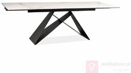 Stół WESTIN III CERAMIC Signal 90x160-240, Biały marmur + czarny mat