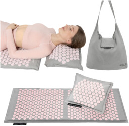 ECO MATA duża do akupresury XL gryka, kokos, z poduszką + torba, róż