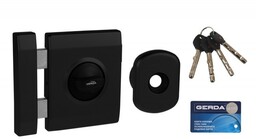 Zamek nawierzchniowy Gerda TYTAN ZX PLUS czarna satyna, z elementami mocującymi, blaszka przeciwwyważeniowa, atest klasa C, lewy