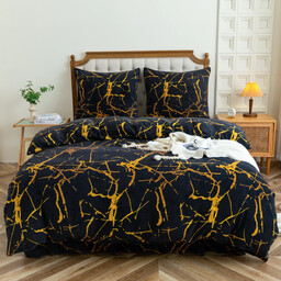 Pościel dwustronna z MIKROFIBRY-MIŚ czarna w marmurkowy wzór PEK-135