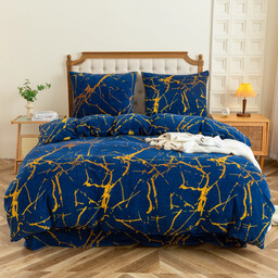 Pościel dwustronna z MIKROFIBRY-MIŚ niebieska w marmurkowy wzór PEK-136
