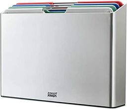 Joseph Joseph Folio Zestaw 4 desek do krojenia, Slimline etui do zorganizowanego przechowywania, Large- Silver/Coast