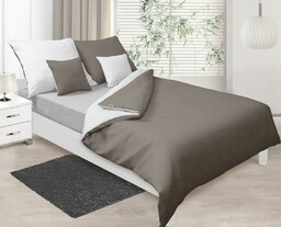 Matex Pościel satynowa 140x200 Double Face grafitowa biała 44+01 dwustronna