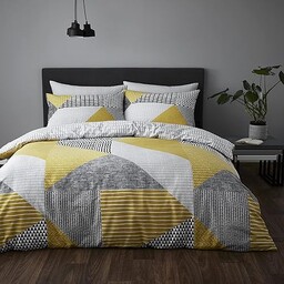 Catherine Lansfield Larsson Geo Ochre komplet pościeli 135 x 200 + 80 x 80 cm (para)