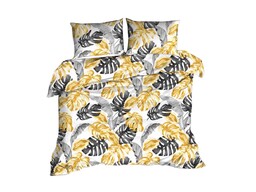 Darymex Pościel z kory 160x200 liście monstera szara żółta 1546N