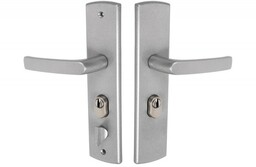 Klamka do drzwi chińskich GAMAR TITAN z osłoną wkładki, rozstaw 68 mm, srebrna, strona prawa