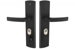 Klamka do drzwi chińskich GAMAR TITAN z osłoną wkładki, rozstaw 68 mm, czarny mat, strona prawa