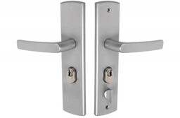 Klamka do drzwi chińskich GAMAR TITAN z osłoną wkładki, rozstaw 68 mm, srebrna, strona lewa