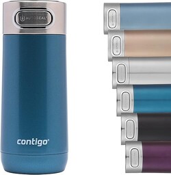 Contigo Luxe Autoseal Kubek podróżny ze stali nierdzewnej, termos próżniowy, szczelny, nadaje się do mycia w zmywarce, kubek do kawy z łatwą do czyszczenia pokrywką, bez BPA, chaber, 360 ml