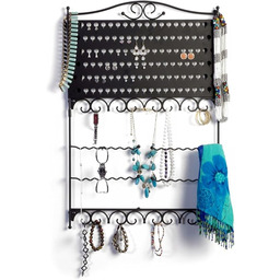 Mango Steam Uchwyt ścienny organizer na biżuterię, przechowywanie kolczyków, naszyjników i bransoletek/biżuterii (luksusowy, czarny)