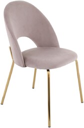 Krzesło do jadalni Molly, beżowe, tapicerowane, welurowe na złotych nogach