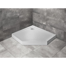 Radaway Doros PT E Compact Stone biały pięciokątny brodzik asymetryczny ze strukturą 90x80 cm akrylowy lewy SDRPTP9080-05-04SL