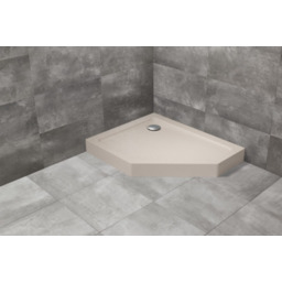 Radaway Doros PT E Compact Stone kaszmirowy pięciokątny brodzik asymetryczny ze strukturą 90x80 cm akrylowy lewy SDRPTP9080-05-84SL