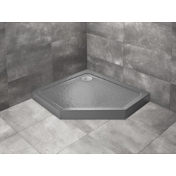 Radaway Doros PT E Compact Stone antracytowy pięciokątny brodzik asymetryczny ze strukturą 90x80 cm akrylowy lewy SDRPTP9080-05-64SL