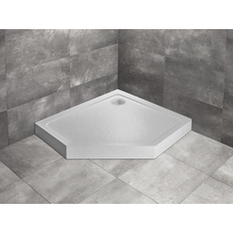 Radaway Doros PT E Compact Stone biały pięciokątny brodzik asymetryczny ze strukturą 90x80 cm akrylowy prawy SDRPTP9080-05-04SR