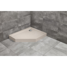 Radaway Doros PT E Compact Stone kaszmirowy pięciokątny brodzik asymetryczny ze strukturą 90x80 cm akrylowy prawy SDRPTP9080-05-84SR