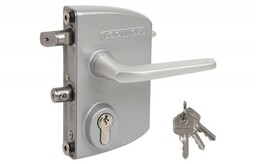 Zamek bramowy nawierzchniowy z klamką do profili płaskich od 10 do 30 mm, srebrny (LAPQ1010U2LZILVVSZM)