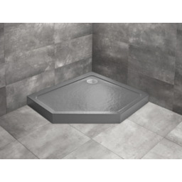 Radaway Doros PT E Compact Stone antracytowy pięciokątny brodzik asymetryczny ze strukturą 90x80 cm akrylowy prawy SDRPTP9080-05-64SR