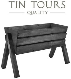 CZARNY KWIETNIK NA NÓŻKACH / DREWNIANA SKRZYNKA NA KWIATY 40/46x18/21x15/28 cm