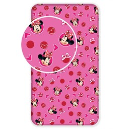 Jerry Fabrics Prześcieradło bawełniane z gumką 90x200 Myszka Mini 2888 Minnie Mouse dla dzieci JF24