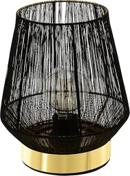 EGLO lampa stołowa Escandidos, 1-punktowa lampka nocna z metalu w kolorze czarnym, mosiądz szczotkowany, oświetlenie do salonu z wyłącznikiem, oprawka E27