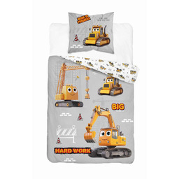 Detexpol Pościel bawełniana 160x200 cm z maszynami budowlanymi DreamStyle wzór 5579 A