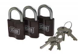 Komplet 3 kłódek bębenkowych znalowych KZ30, 6 kluczy BLISTER