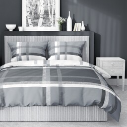 Pościel z satyny bawełnianej w kratę SJB-519