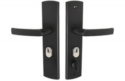 Klamka do drzwi chińskich GAMAR TITAN z osłoną wkładki, rozstaw 68 mm, czarny mat, strona lewa