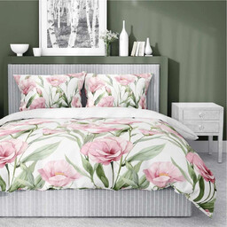 Pościel z satyny bawełnianej w kwiaty SJB-615