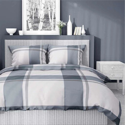 Pościel z satyny bawełnianej w kratę SJB-622